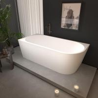 ZEZA Grand half vrijstaand hoekbad - links - 180x80x58cm - met afvoer - acryl - glans wit 6103-1 L - thumbnail