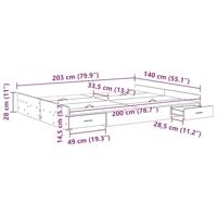 Opbergbedframe met lade Betongrijs 140 x 200 cm Bewerkt hout - thumbnail