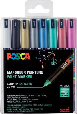 Paintmarker uni posca pc1mr ef metallic 8st ass Paintmarker uni posca pc1mr ef metallic 8st ass