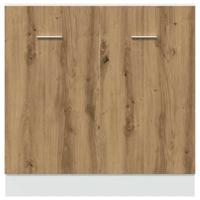 Gootsteenkast 80x46x81,5 cm bewerkt hout artisanaal eikenkleur - thumbnail