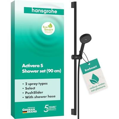 hansgrohe Activera S doucheset 95 - 2jet - EcoSmart - met glijstang 90cm - mat zwart 28046670 hansgrohe Activera S doucheset 95 - 2jet - EcoSmart - met glijstang 90cm - mat zwart 28046670