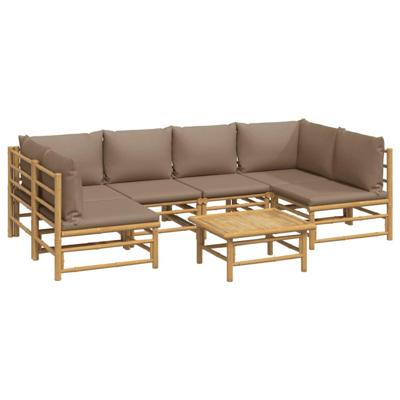 7-delige Loungeset met kussens bamboe taupe