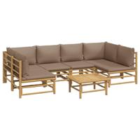 7-delige Loungeset met kussens bamboe taupe - thumbnail