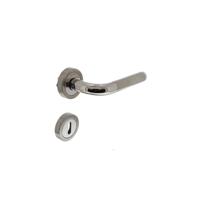 Deurkruk Agatha met geveerde rozet met sleutelgat plaatjes ATP RVS - thumbnail