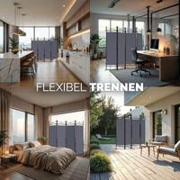 Kamerscherm Inklapbaar 180 x 163cm Antraciet - thumbnail