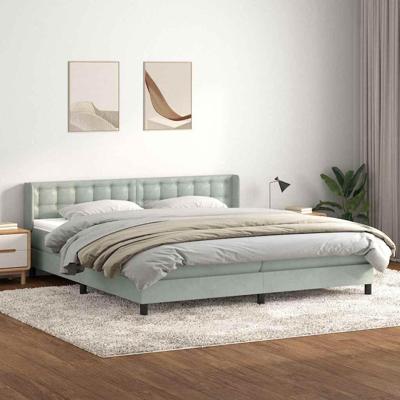 Boxspring met matras fluweel lichtgrijs 180x210 cm