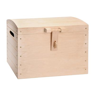 Blank houten speelgoedkist met bol deksel - Klein