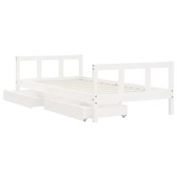 Kinderbedframe met lades 90x190 cm massief grenenhout wit - thumbnail