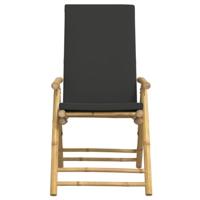 Tuinstoelen 4 st inklapbaar met kussens bamboe donkergrijs - thumbnail