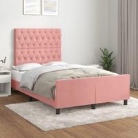 Bedframe met hoofdeinde fluweel roze 120x200 cm - thumbnail