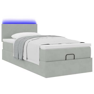 Ottoman bed met matras en LED's 120x200 cm fluweel lichtgrijs