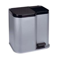 Curver duo2 pedaalemmer 15 liter + 6 liter met binnenemmers zilver/antraciet - thumbnail