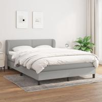 Boxspring met matras stof lichtgrijs 140x200 cm - thumbnail