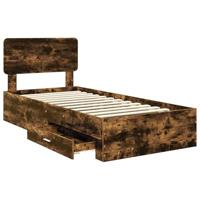 Bedframe met hoofdeinde Gerookt eiken 75 x 190 cm Bewerkt hout - thumbnail
