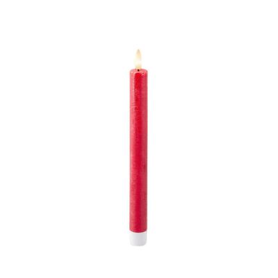 Dinerkaarsset LED vlam 24cm rood 2-dlg