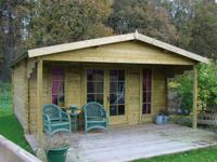 Blokhut Emiel 500x500 cm + luifel 170 cm - thumbnail