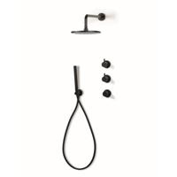 Regendoucheset Inbouw Bongio Squadra met Thermostaatkraan met Losse Stopkranen, Douchearm en Handdoucheset Mat Zwart Bongio - thumbnail