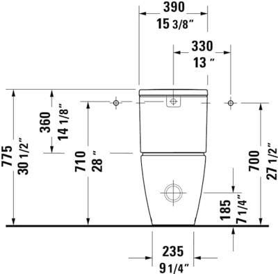 Toilet Duravit D-Neo Staand Voor Reservoir Rimless Diepspoel 65 cm Hoogglans Wit Duravit