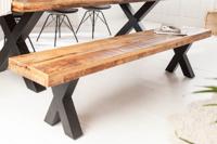 industrieele bank IRON CRAFT 160cm mangohout met zwarte X-poten - 42339 - thumbnail