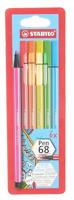 STABILO Pen 68 viltstift etui 6 neon - thumbnail