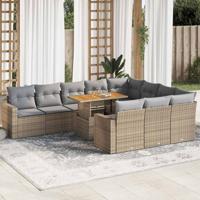 11-delige Tuinset met kussens poly rattan beige - thumbnail