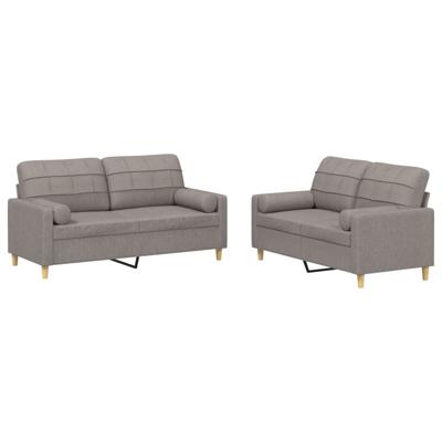 3-delige Loungeset met kussens stof taupe