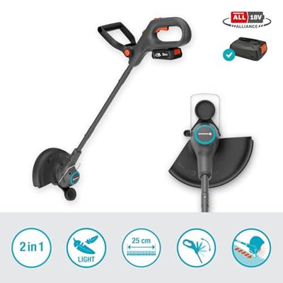 GARDENA grastrimmer easytrim 25 18v (grijs/turquoise, 18v p4a accu en oplader inbegrepen)