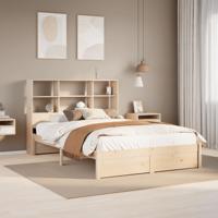 Bed met boekenkast zonder matras massief grenenhout 140x190 cm - thumbnail