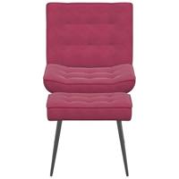 Relaxstoel met voetenbank fluweel wijnrood - thumbnail