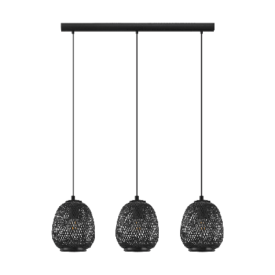 Eglo Zwarte rotan hanglampDembleby 1 3-lichts - 43266
