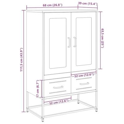 Hoge kast 68x39x111,5 cm staal olijfgroen