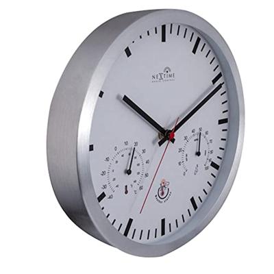 NeXtime ne-90513wi wandklok + weerstation 25cm wit rc aluminium