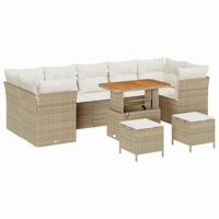 Tuinbankenset 10 pcs Beige poly rattan - thumbnail