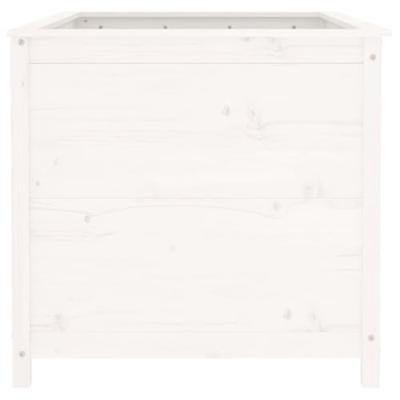 Plantenbak verhoogd 119,5x82,5x78 cm massief grenenhout wit