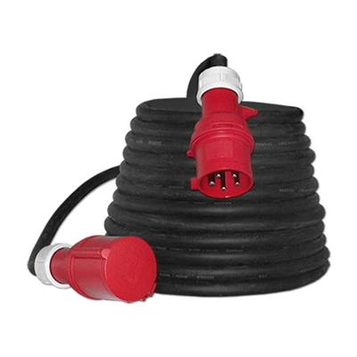 25 meter krachtstroomkabel 32A 5-polig 5 x 6,0mm² 400V zwart IP44