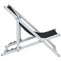 Strandstoelen inklapbaar 2 st aluminium en textileen zwart - thumbnail