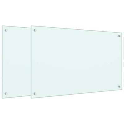 Spatschermen keuken 2 st 80x50 cm gehard glas wit