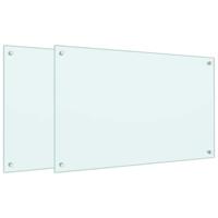 Spatschermen keuken 2 st 80x50 cm gehard glas wit - thumbnail