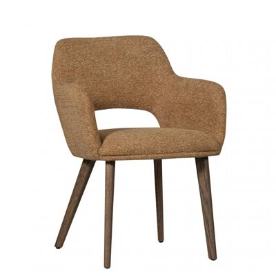 WOOOD Eetkamerstoel 'Murat' Chenille, kleur Geel/Bruin