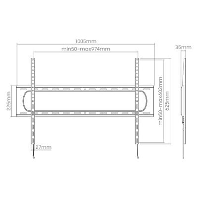 Manhattan 461917 TV-beugel 152,4 cm (60) - 304,8 cm (120) Vast Voor curved TVs