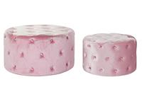 Voetensteun DKD Home Decor Roze Velvet Hout MDF Glam (2 pcs) - thumbnail