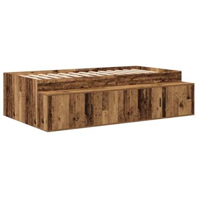 Opbergbedframe met opslag Oud hout 75 x 190 cm Bewerkt hout