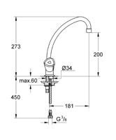 GROHE Costa Trend Keukenkraan - hoog - chroom 31072000 - thumbnail