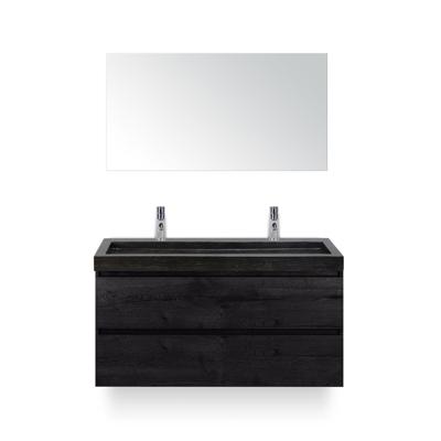 Maxx XL Badmeubelset 120 cm - Black Oak - Wastafel Lucca Enkel 2 kraangaten - met Spiegel