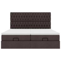Ottoman bed met matrassen en LED's 200x200cm stof donkerbruin - thumbnail