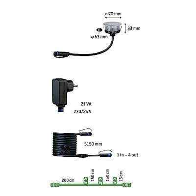 Paulmann 94752 Verlichtingssysteem Plug&Shine LED-buiteninbouwlampen (basisset) LED 6 W Warmwit RVS Paulmann 94752 Verlichtingssysteem Plug&Shine LED-buiteninbouwlampen (basisset) LED 6 W Warmwit RVS