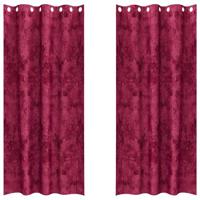 Velours Gordijnen 2 stuks met Oogjes Bordeauxrood 260x140 cm - thumbnail