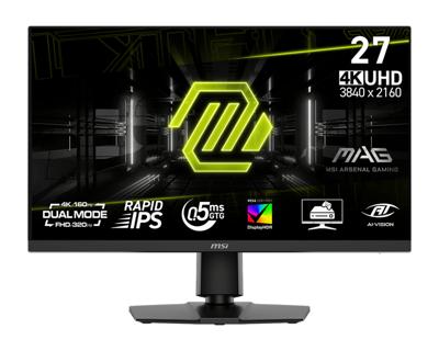 MSI MAG 272URDF E16 Gaming Monitor 27 inch UHD - Rapid IPS Panel 3840 x 2160, 0,5 ms, DisplayHDR 400, AI Vision, Dual-Mode, HDMI 2.1, DP 1.4a, kanteling en hoogte verstelbaar, zwart