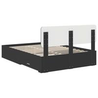 Bedframe met hoofdeinde Zwart 150 x 200 cm Bewerkt hout - thumbnail