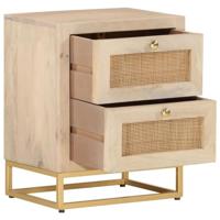 Nachtkastje 40x30x50 cm massief mangohout en ijzer - thumbnail